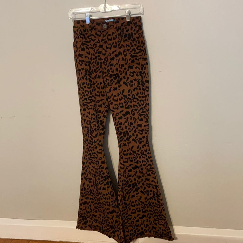 Show Me Your MuMu Leopard Print Bell Bottoms